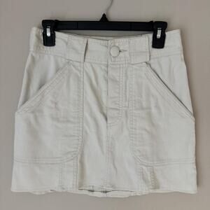 nanette lepore cream corduroy mini skirt utility pockets size 2